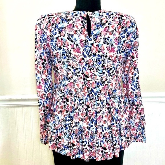 Jane & Delancey Womens White Floral Long Sleeve‎ Peplum Babydoll Boho top, small - Picture 8 of 13